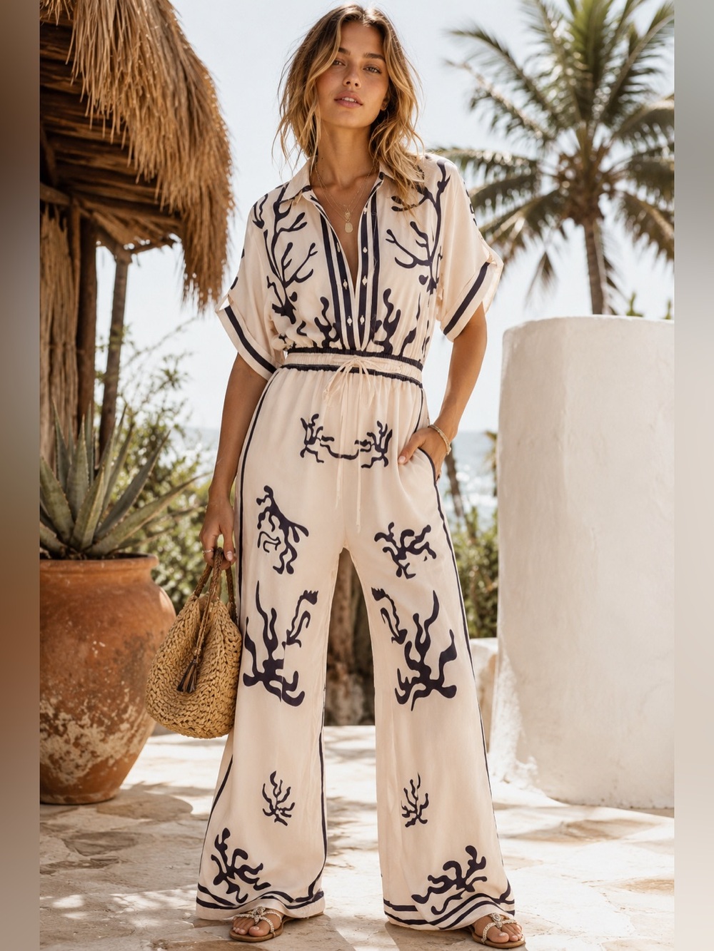 HALF HEART | Coral Coast Jumpsuit - beige